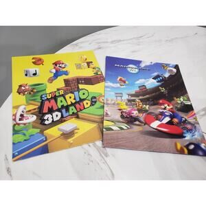 Lot of 2 Super Mario Brothers 2 Pocket School Folder Mario Kart Wii 3d Land